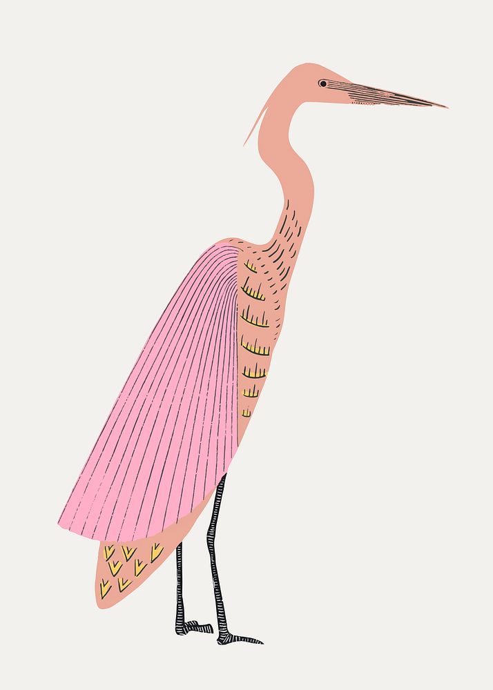 Vintage pink heron stencil pattern