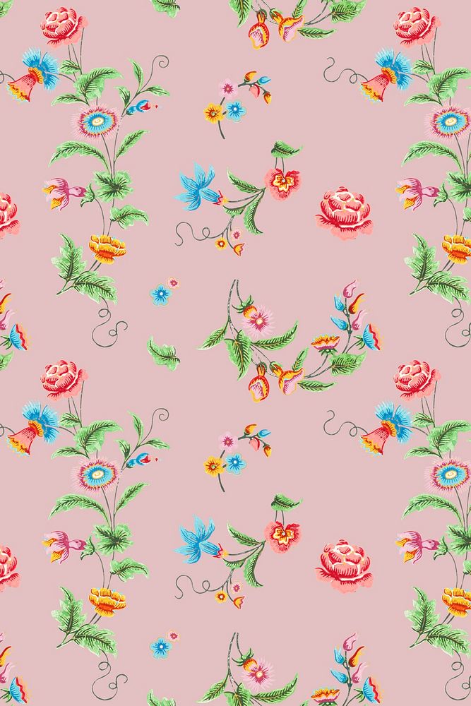 Psd pastel floral pattern vintage background