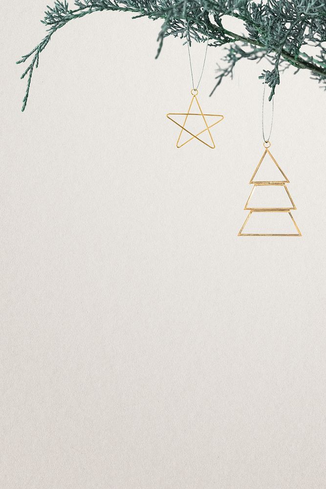 Christmas ornaments hanging on a tree background
