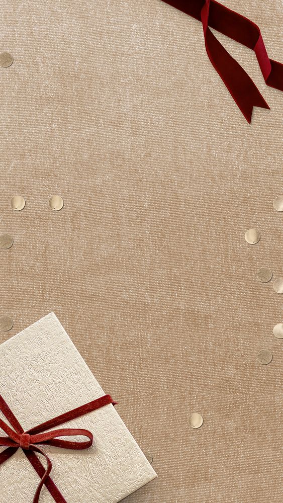 Christmas gift pattern psd confetti decorated beige background