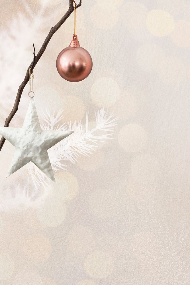 Christmas ornaments on bokeh background