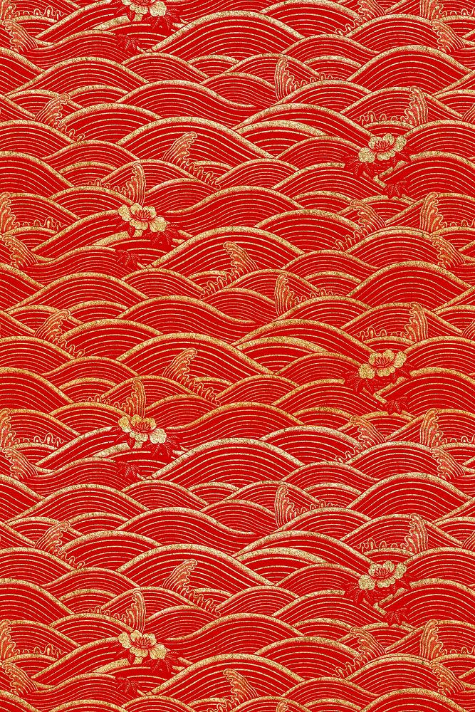 Psd gold Chinese wave pattern oriental background