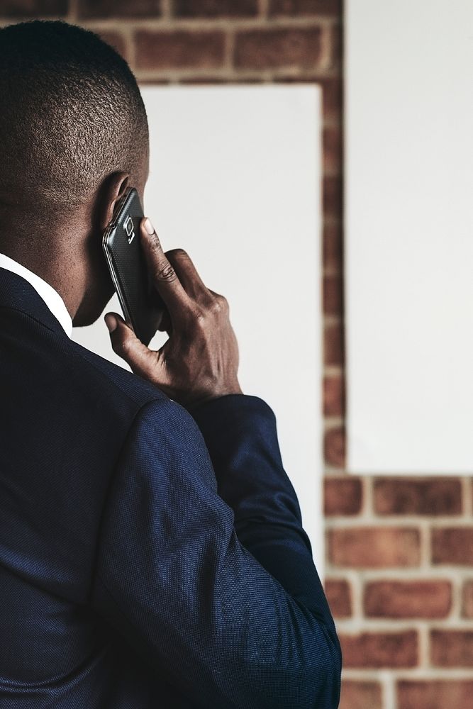 Young african american businessman on the phone 