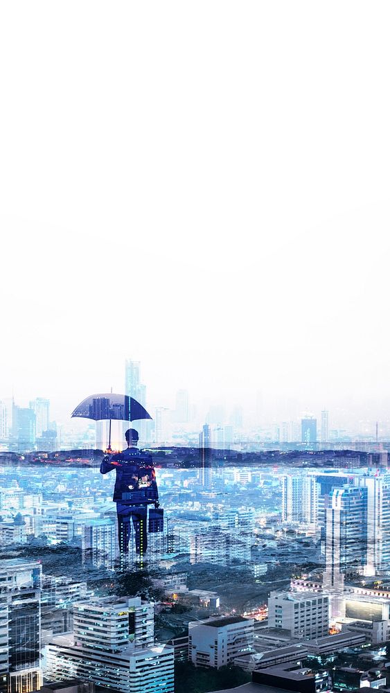 Businessman in suit holding umbrella mobile phone wallpaper