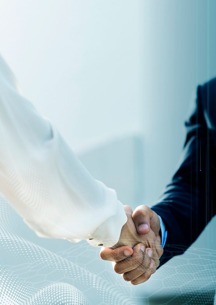 People shaking hands in business agreement background