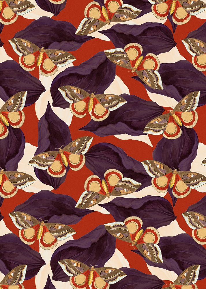 Abstract butterfly floral pattern, vintage remix from The Naturalist's Miscellany by George Shaw