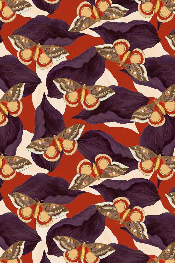 Vintage butterfly psd floral pattern, remix from The Naturalist's Miscellany by George Shaw