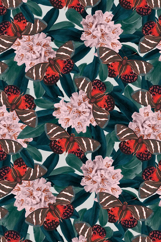 Abstract butterfly psd floral pattern, vintage remix from The Naturalist's Miscellany by George Shaw
