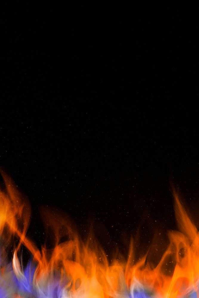 Burning fire flame border frame
