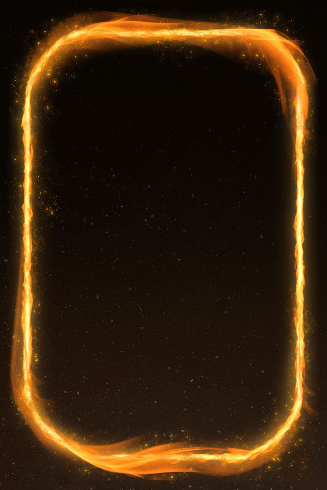 Orange rounded rectangle fire psd frame