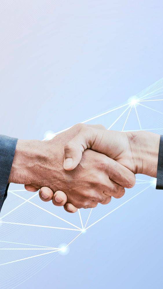 Partnership handshake technology corporate business concept