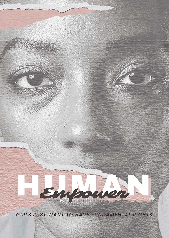 'Human Empower' psd woman portrait for human rights cocial media poster