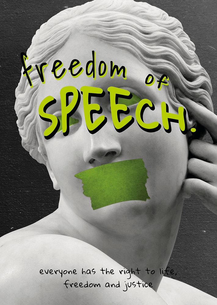 Reclining Naiad psd 'freedom of speech' social movement social media poster