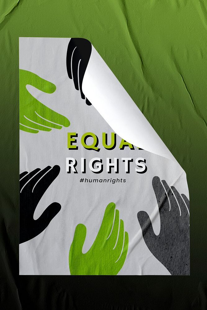 'Equal Rights' psd social movement crinkled poster on the wall mockup