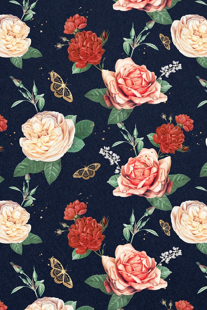 Elegant roses Valentines pattern psd background