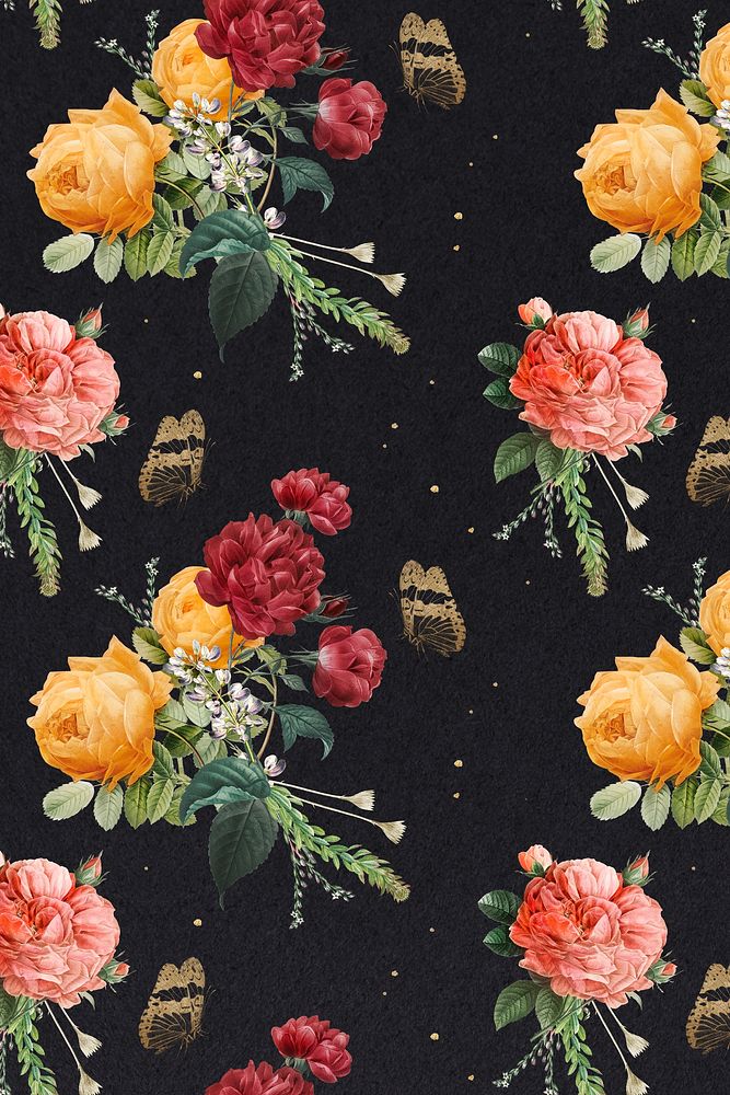 Vintage colorful roses pattern background