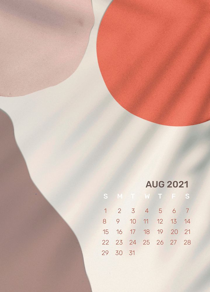 2021 calendar August printable template psd abstract background
