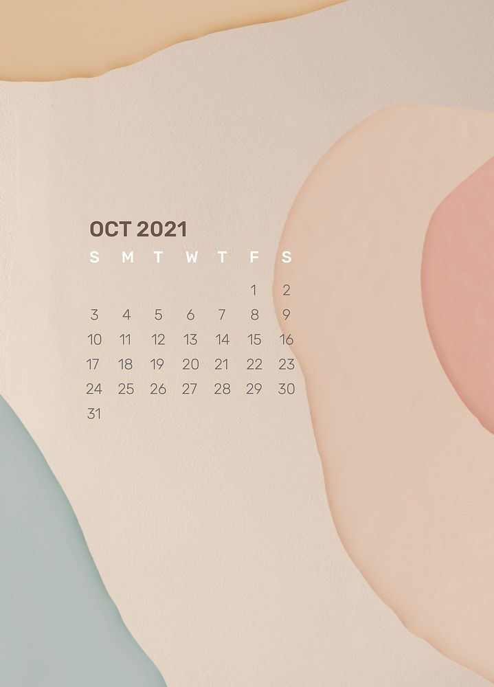 2021 calendar October printable template psd abstract background