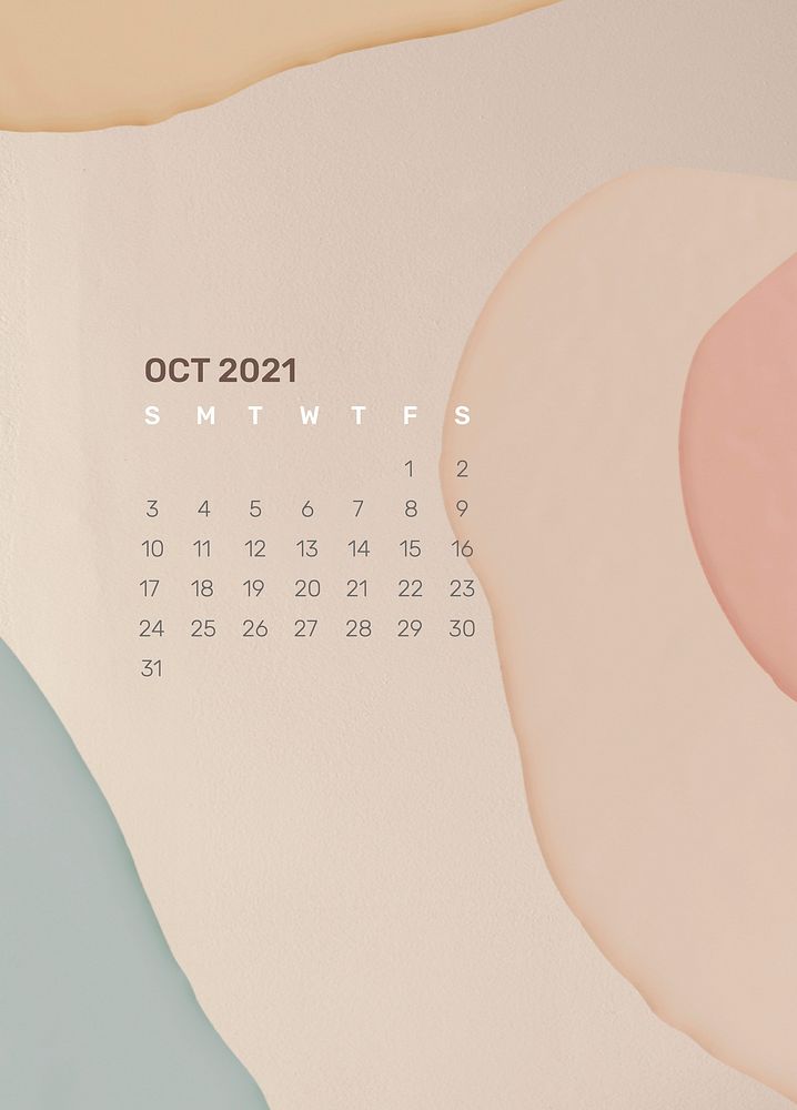 2021 calendar October printable template vector abstract background