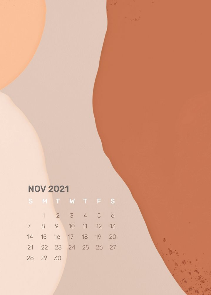 Calendar 2021 November printable agenda abstract background