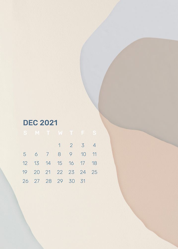 Calendar 2021 December printable template vector abstract background