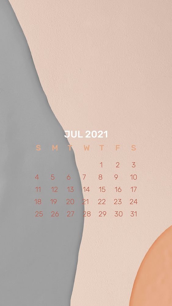 Calendar 2021 July template phone wallpaper vector abstract background