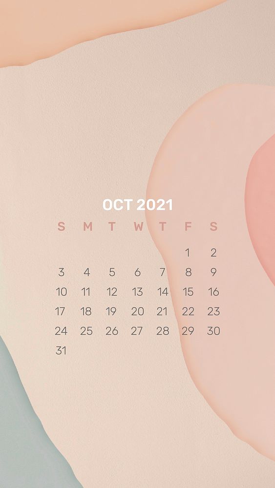 2021 calendar October template phone wallpaper vector abstract background