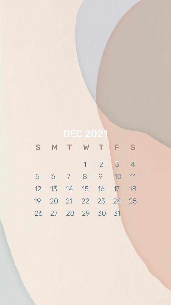 Calendar 2021 December template phone wallpaper vector abstract background