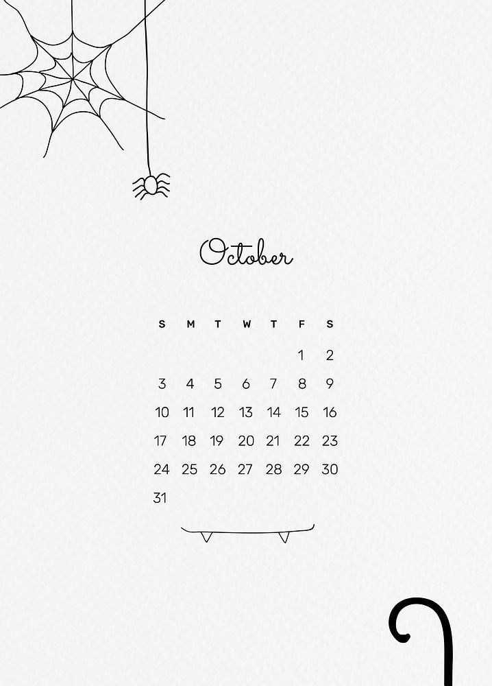 October 2021 printable templatevector month cute doodle drawing