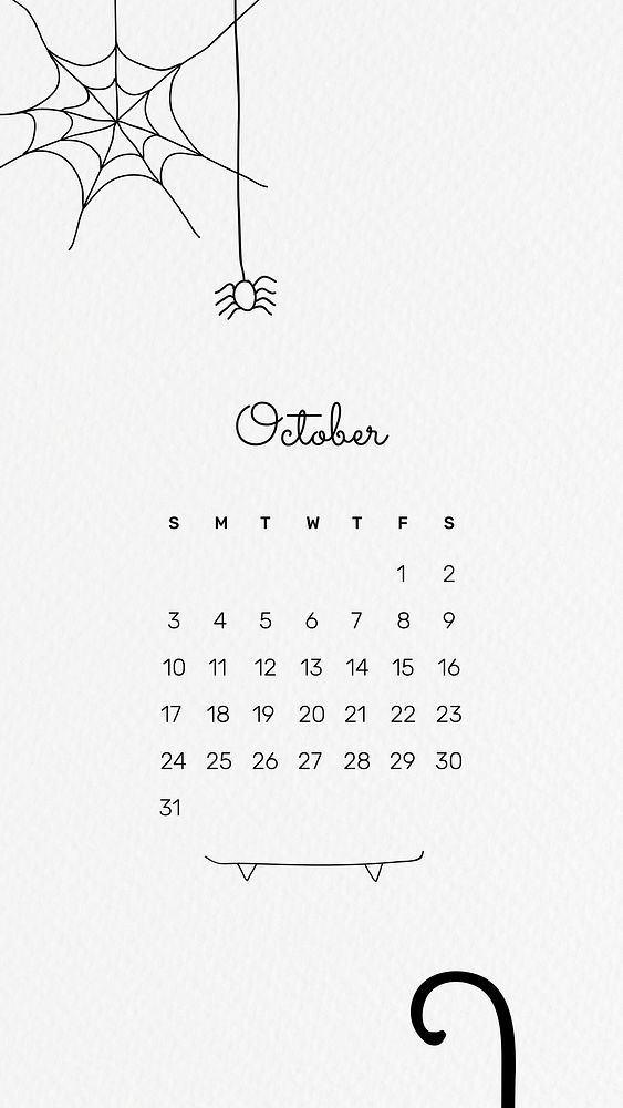 2021 October printable month cute doodle drawing
