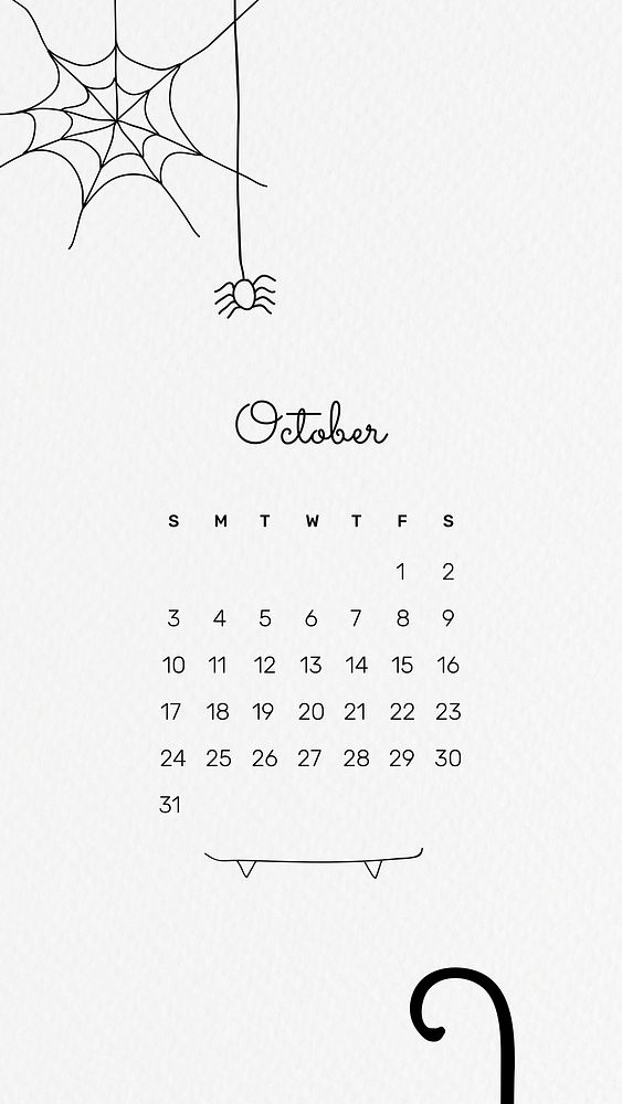 October 2021 mobile wallpaper vector template cute doodle drawing