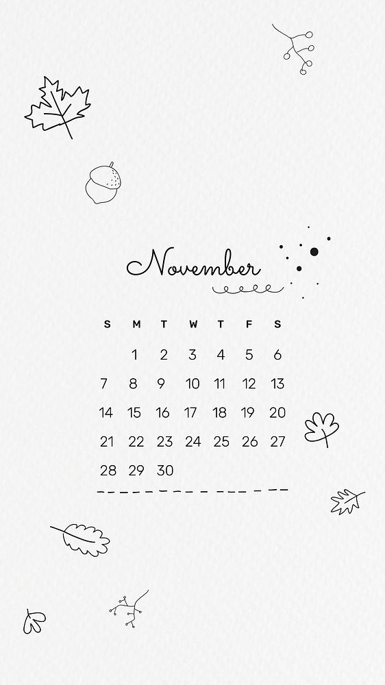 2021 November printable month cute doodle drawing