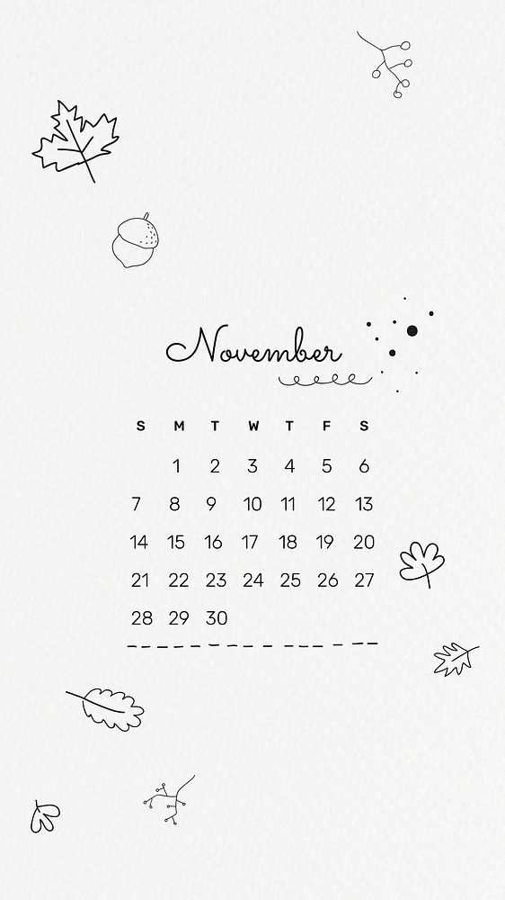 November 2021 mobile wallpaper vector template cute doodle drawing