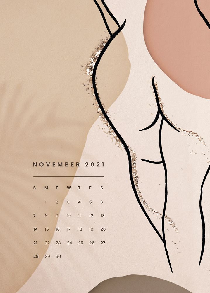 November 2021 printable month abstract feminine background
