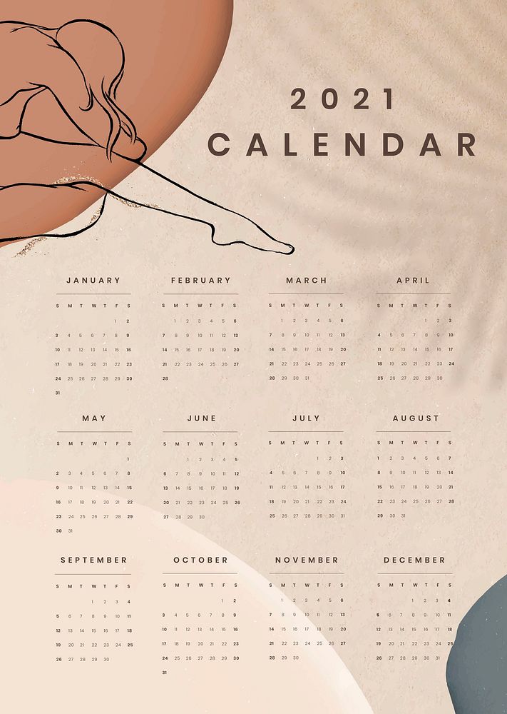 2021 calendar printable template vector  set abstract feminine background