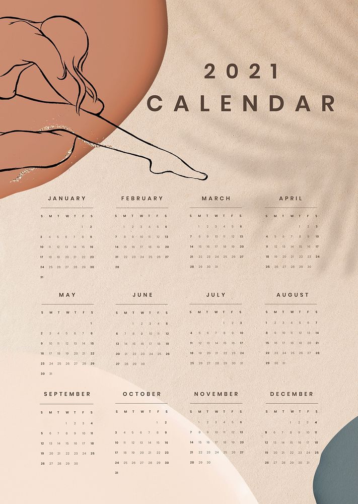 2021 calendar printable template psd set abstract feminine background
