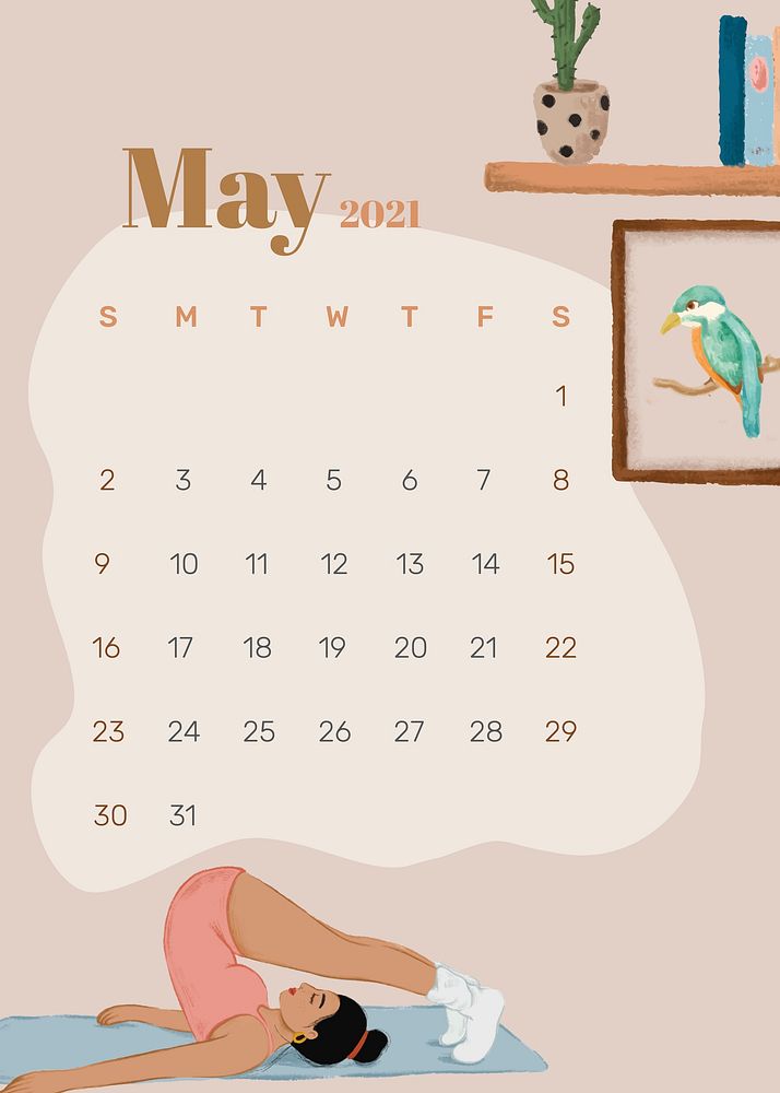 Calendar 2021 May printable template vector hand drawn lifestyle