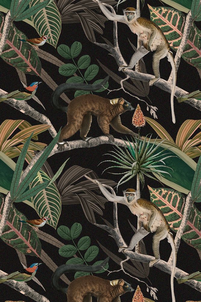 Jungle pattern background psd wild animals