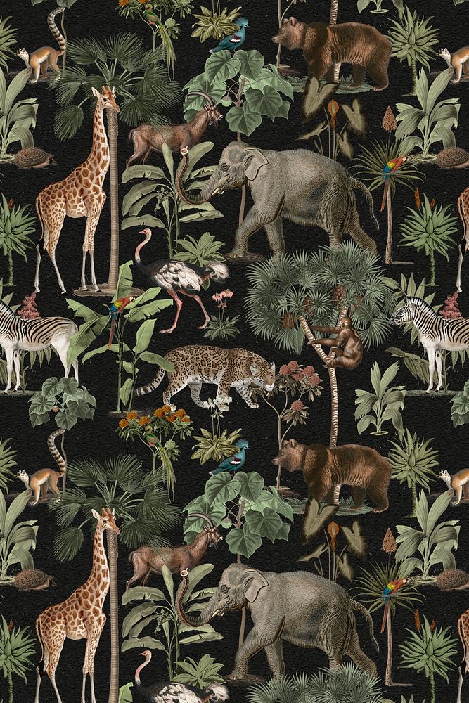 Jungle pattern background  psd wild animals