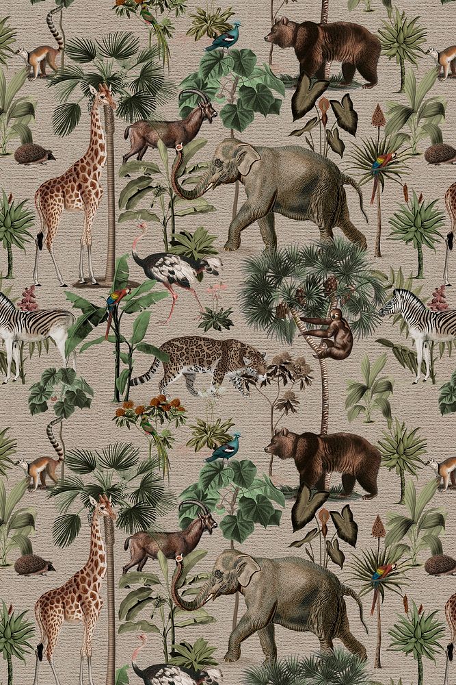 Jungle pattern background wild animals illustration