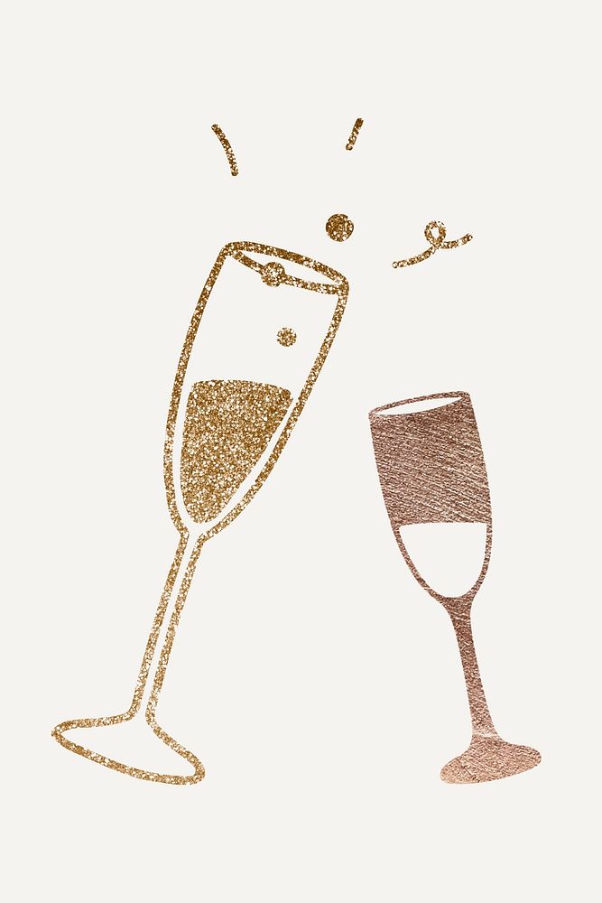 Glittery festive champagne glasses psd