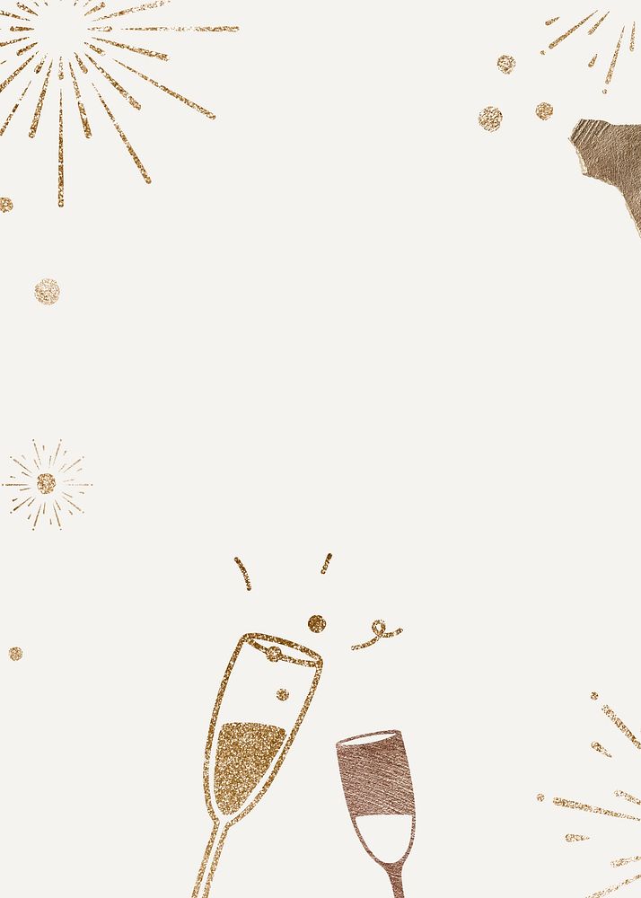 Sparkling champagne invitation card psd new year celebration background