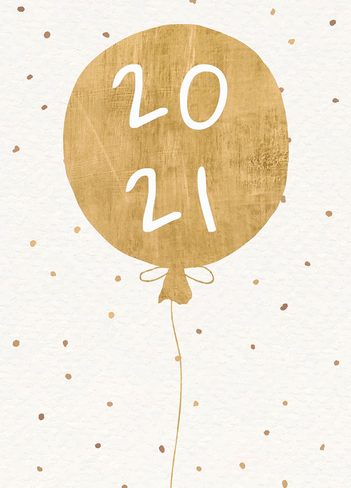2021 gold balloon greeting card festive background