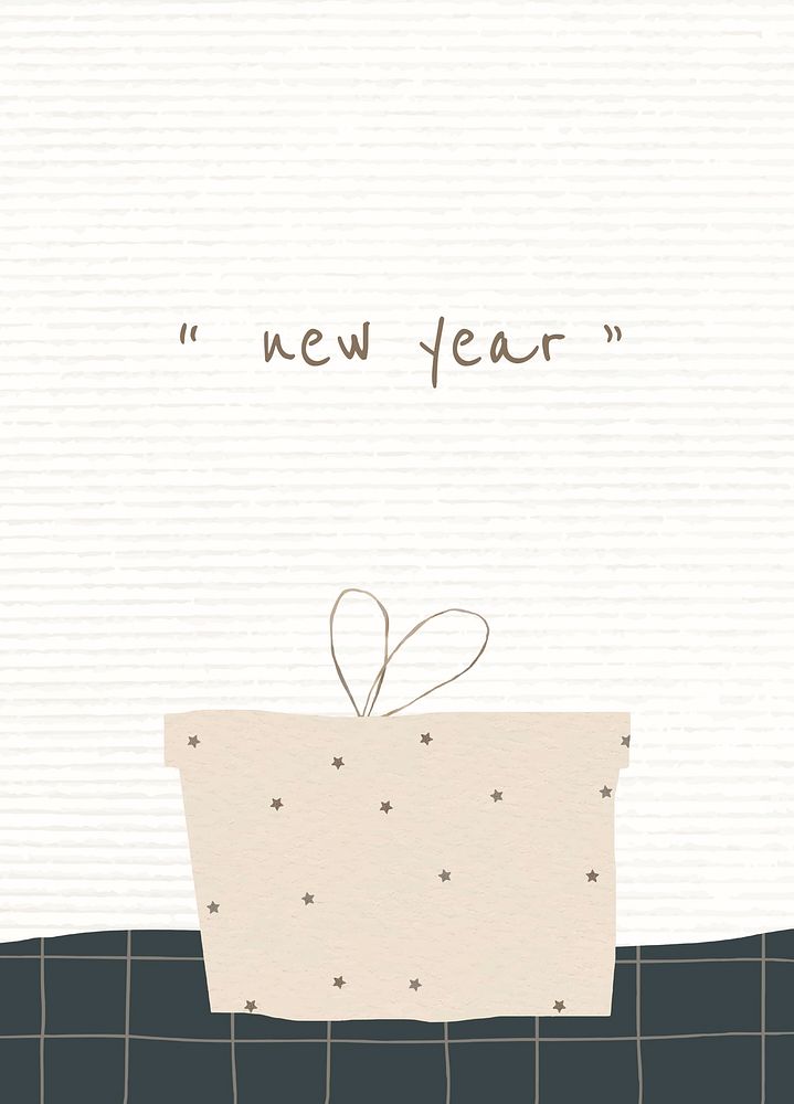New year editable greeting card template psd gift box background