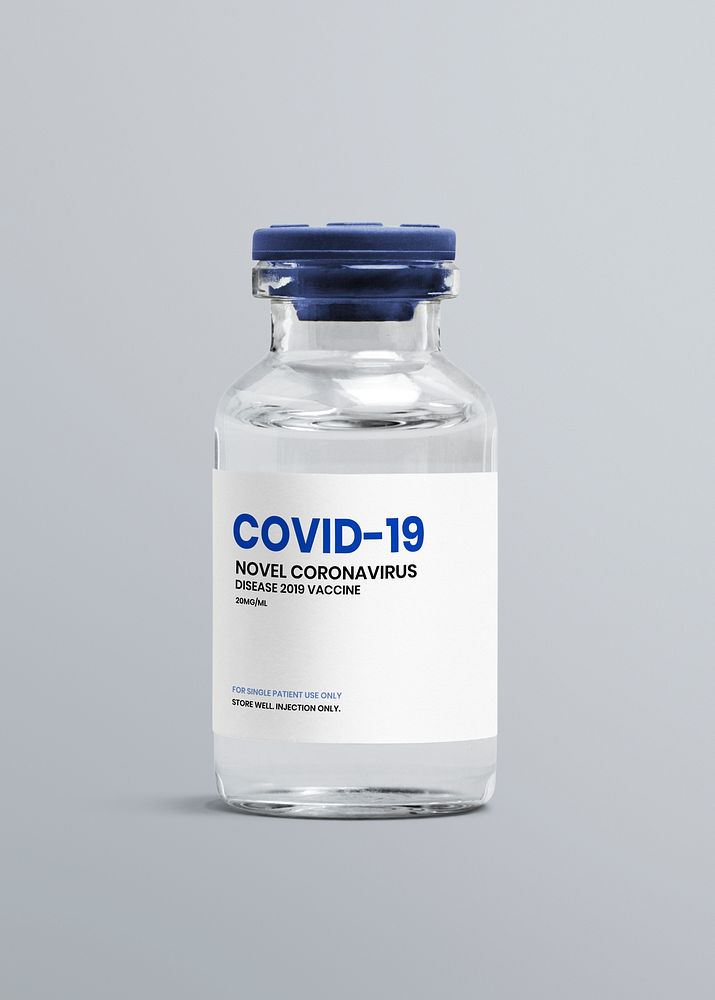 Covid 19 vaccine vial mockup psd