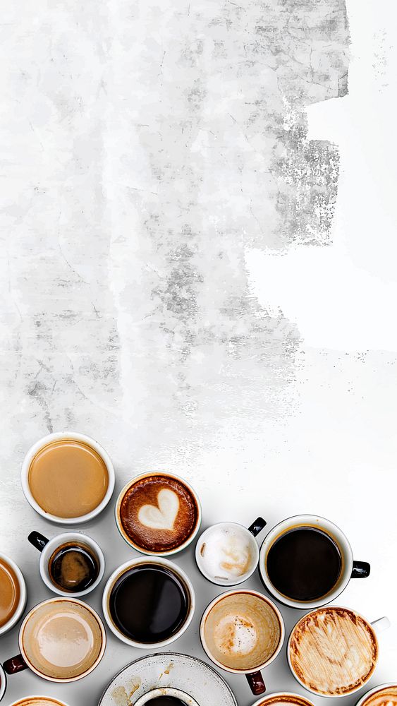 Coffee mugs on an abstract white and gray background