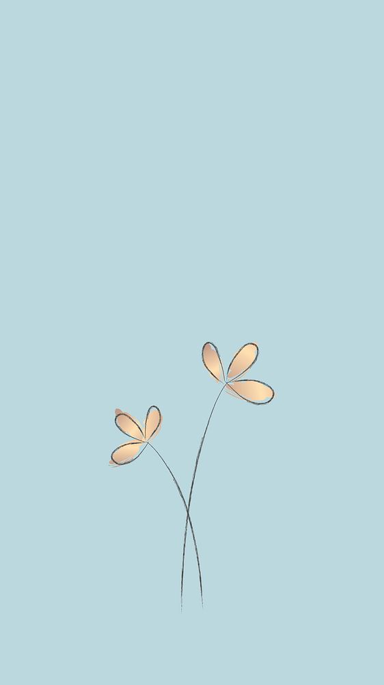 Doodle flower psd with blue background