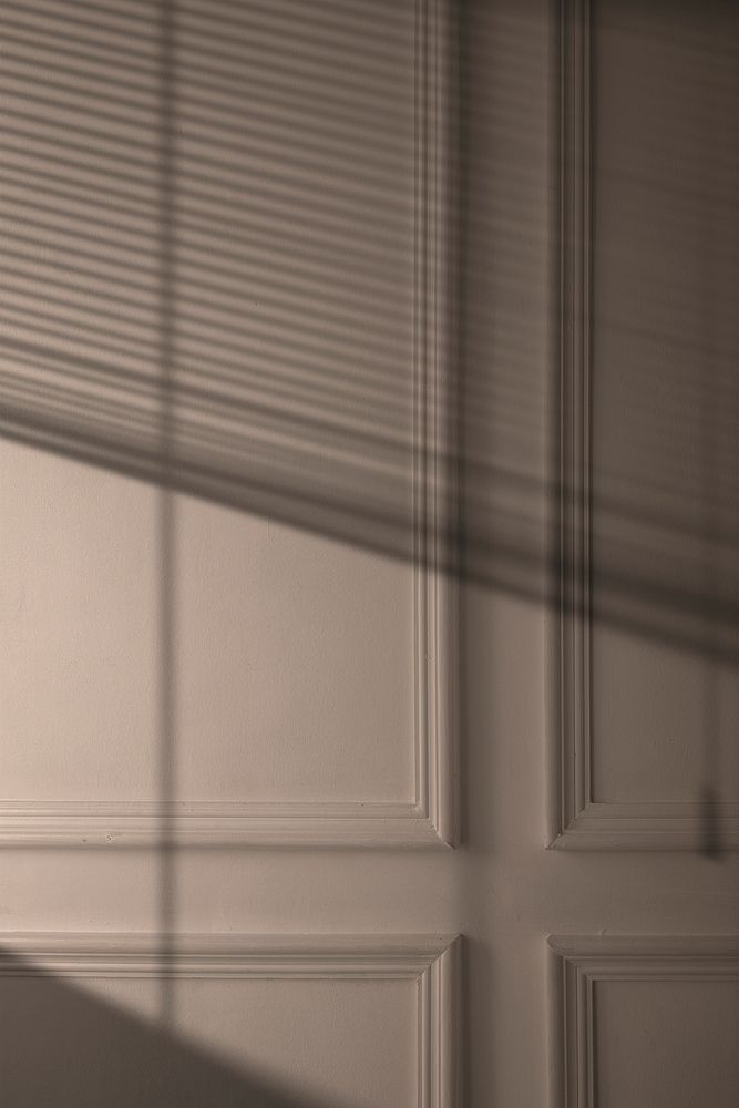 Background with window blinds shadow on a door