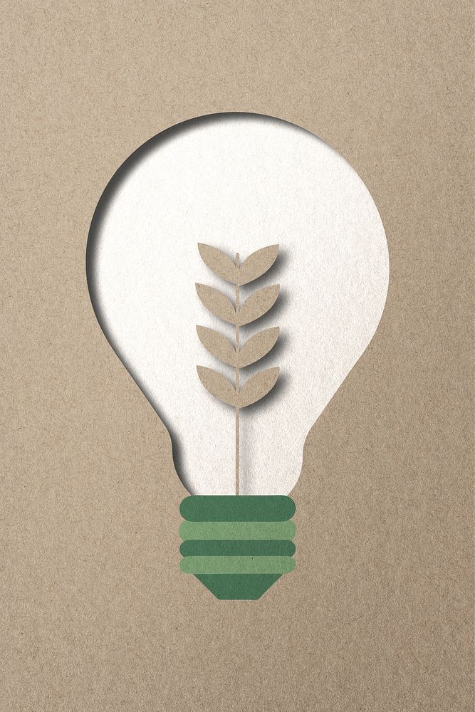 Sustainable energy campaign psd tree light bulb paper craft media remix