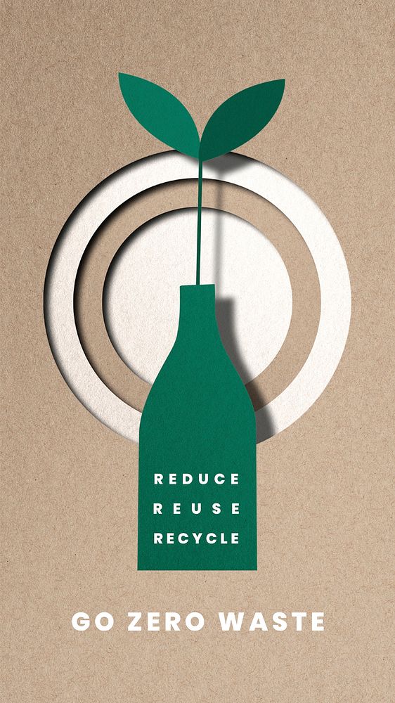 Reduce Reuse Recycle template vector go zero waste for social media